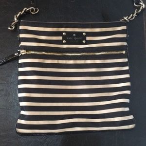 Black and white stripe Kate Spade cross body purse